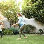 mom and daughter outside